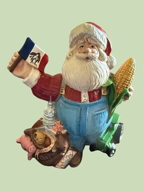 Ceramic Figurine Is A Collectible Known As The State Of Iowa Santa